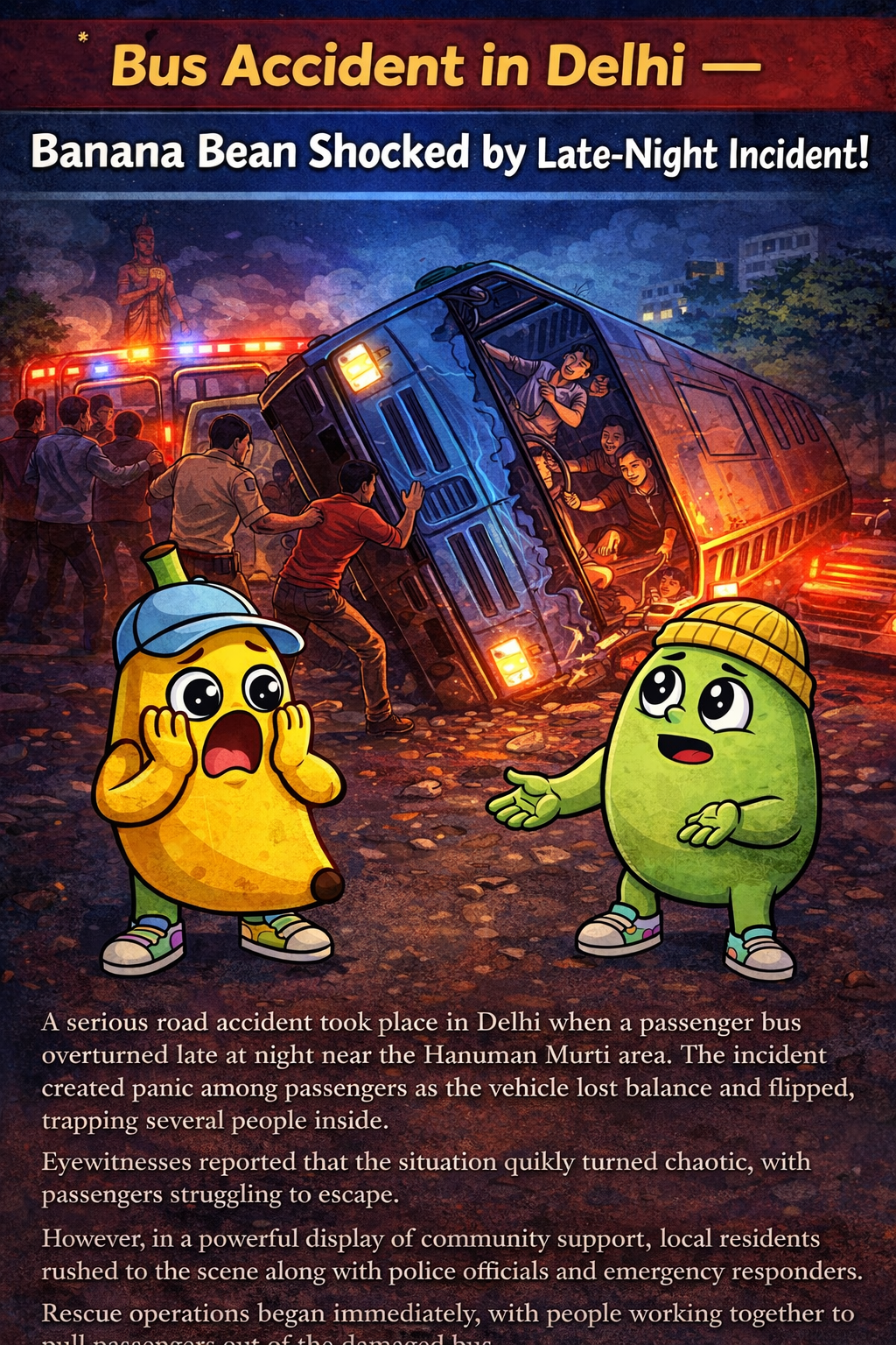 Bus Accident in Delhi —  Late-Night Incident!