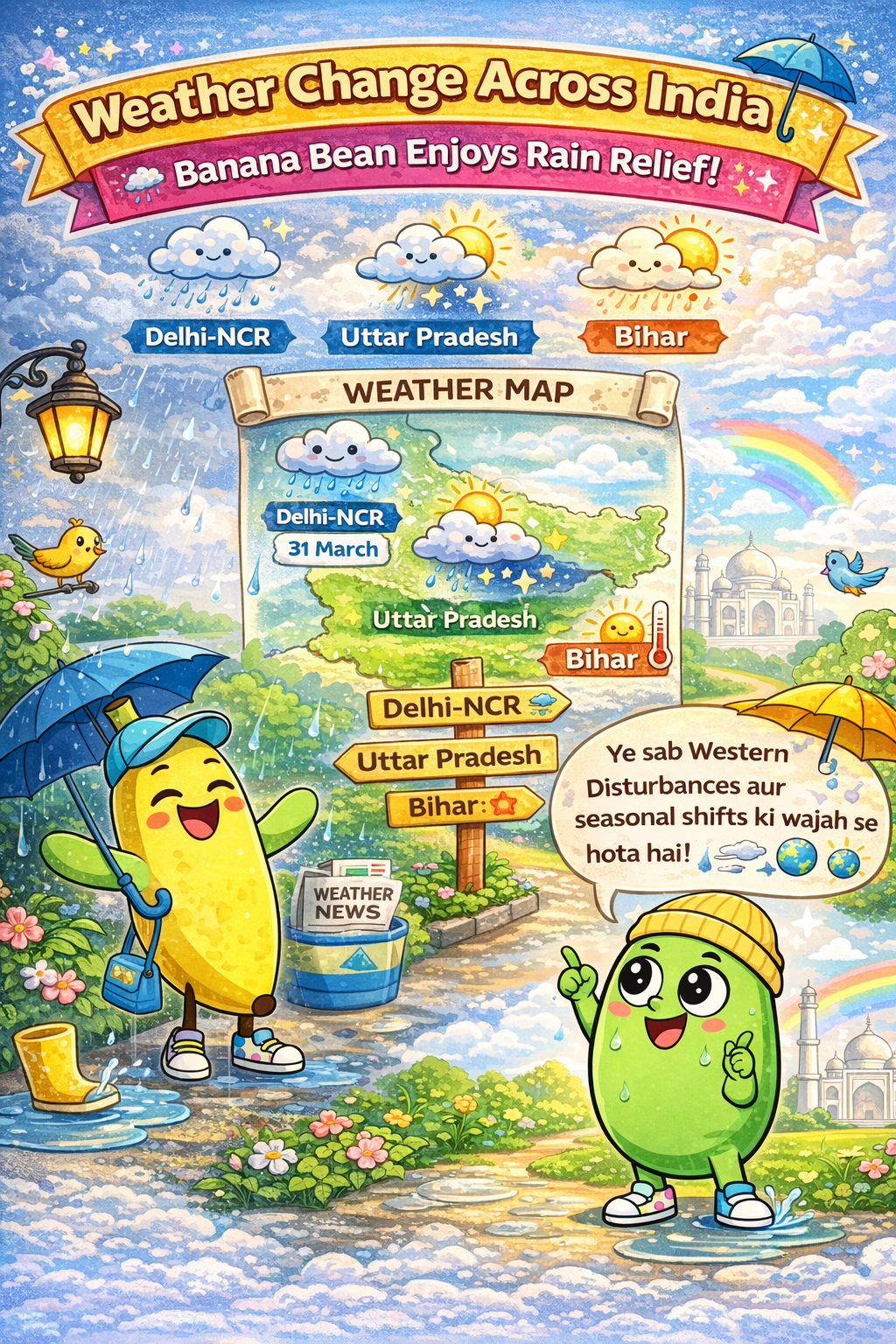 Weather Change Across India — Banana Bean Enjoys Rain Relief!